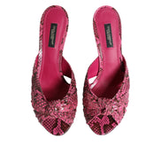 Sandale Dolce & Gabbana cu toc, tip șlapi, din piele roz