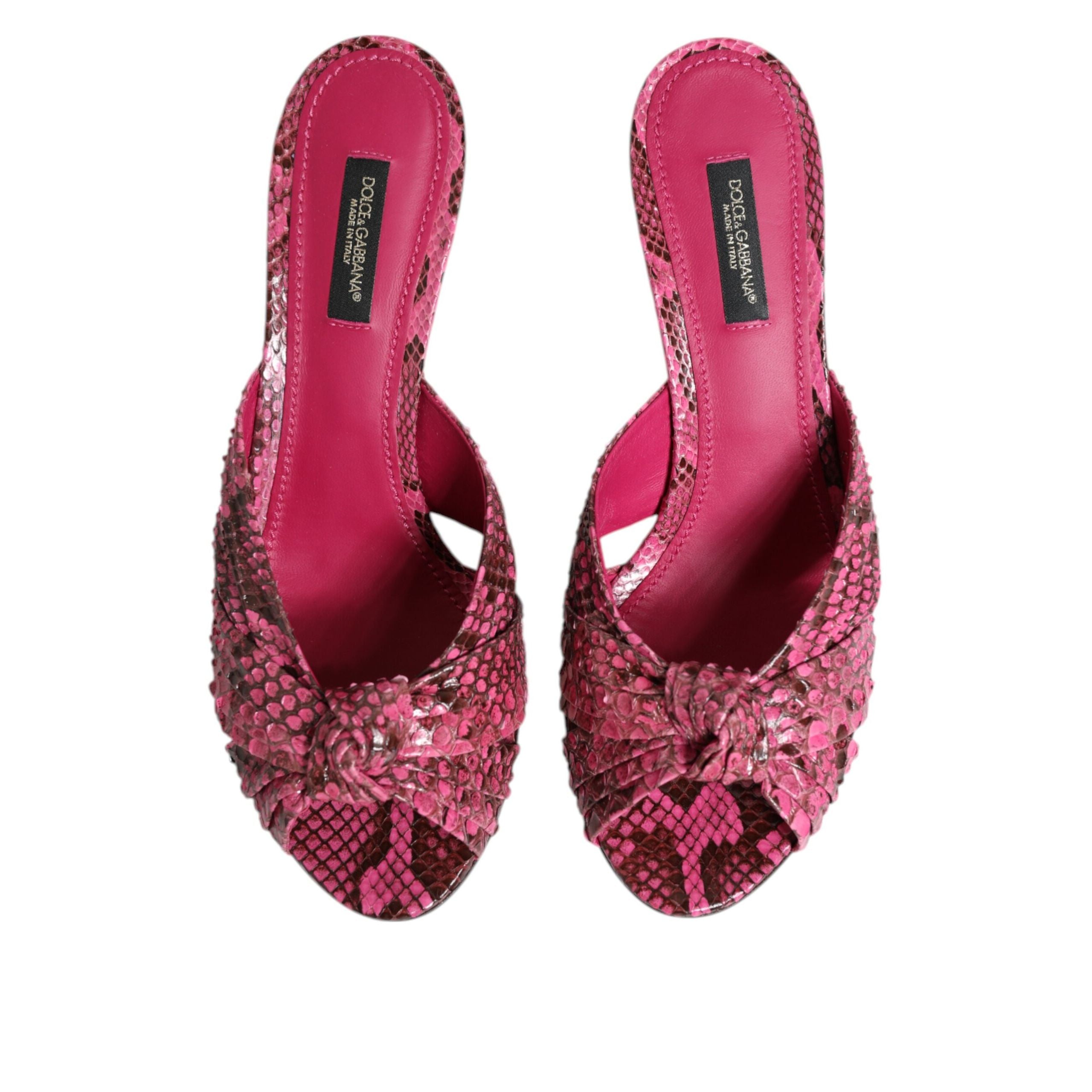 Sandale Dolce & Gabbana cu toc, tip șlapi, din piele roz