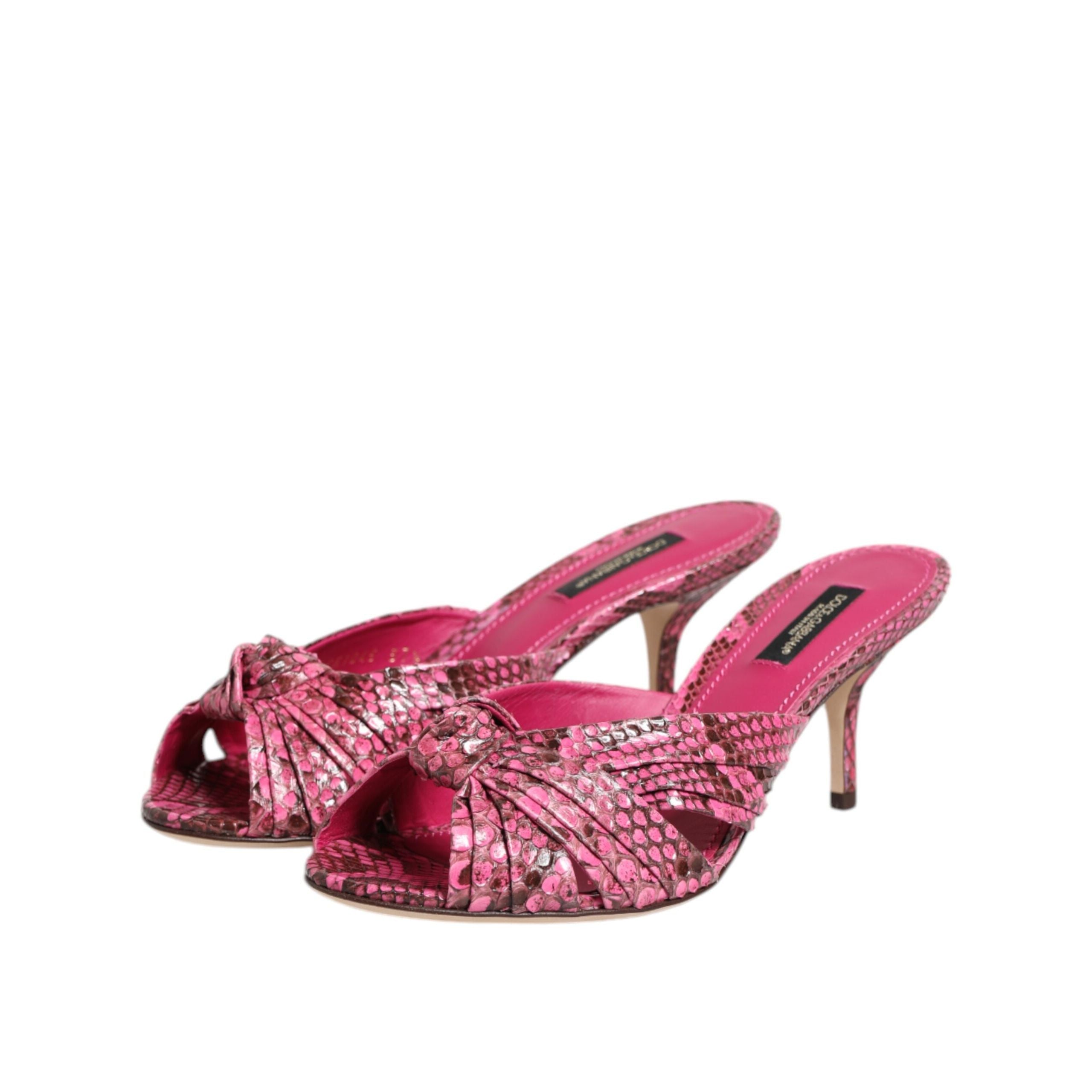 Sandale Dolce & Gabbana cu toc, tip șlapi, din piele roz