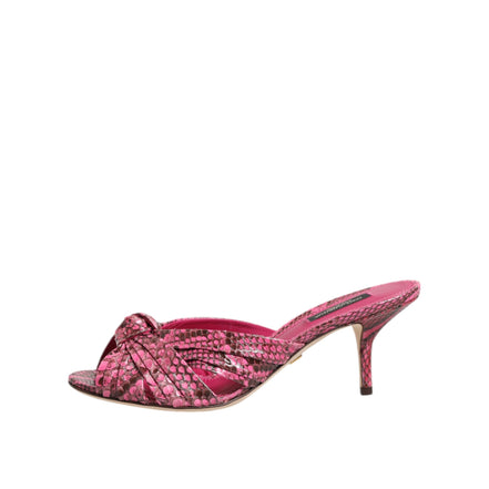 Sandale Dolce & Gabbana cu toc, tip șlapi, din piele roz