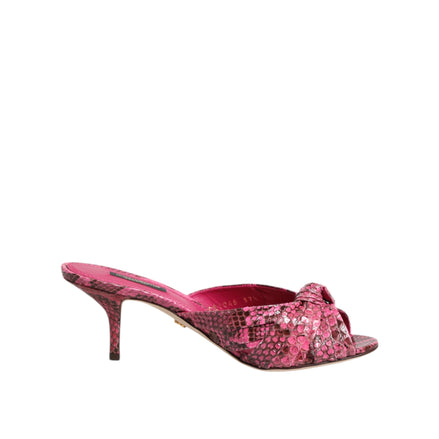 Dolce & Gabbana Pink Leather Heel Slide Sandals