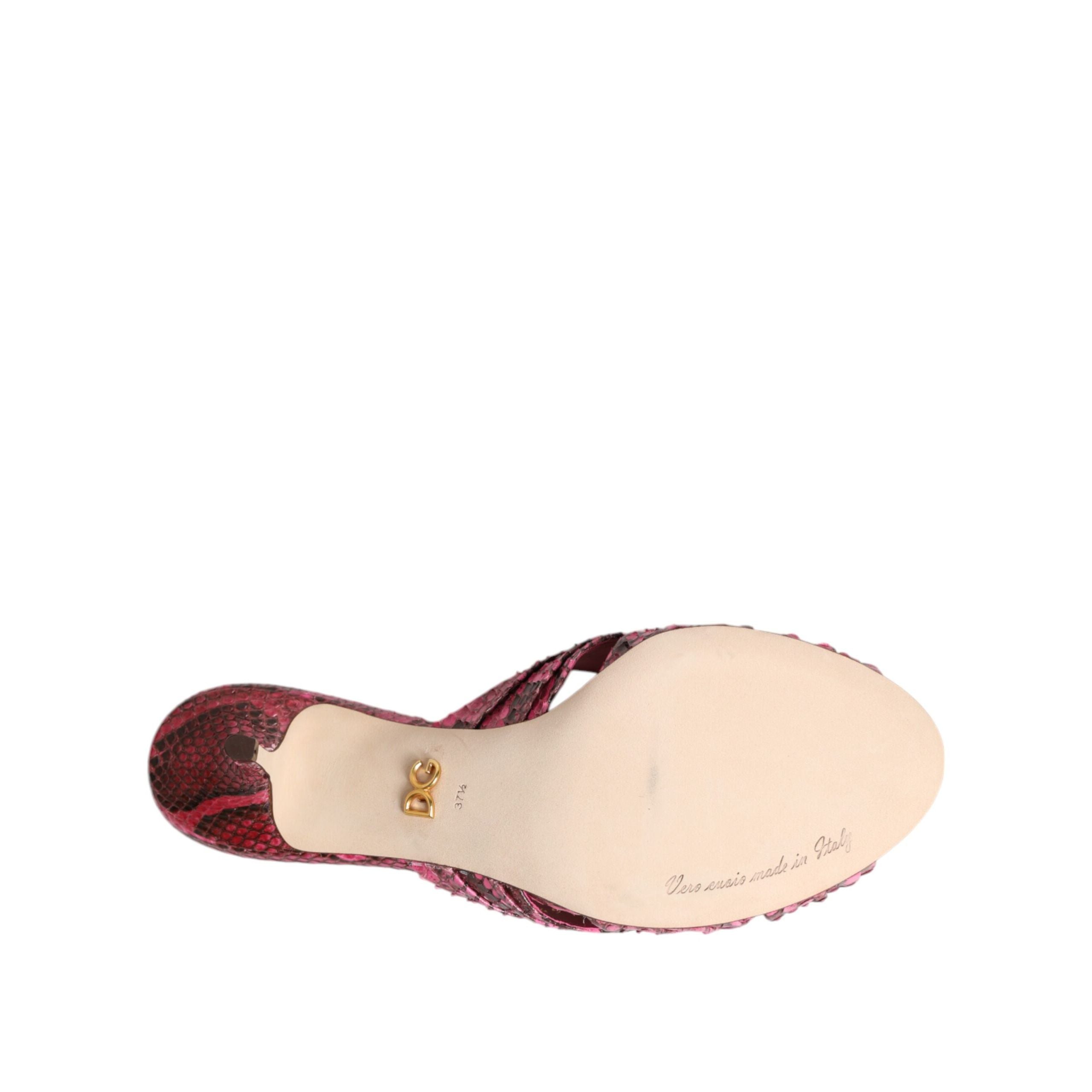 Sandale Dolce & Gabbana cu toc, tip șlapi, din piele roz