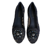 Dolce & Gabbana Blue Taormina Lace Crystal Flats