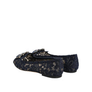 Dolce & Gabbana Blue Taormina Lace Crystal Flats