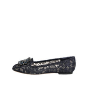 Dolce & Gabbana Blue Taormina Lace Crystal Flats