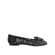 Dolce & Gabbana Blue Taormina Lace Crystal Flats