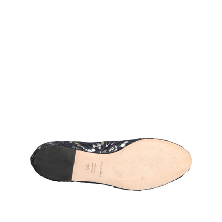 Dolce & Gabbana Blue Taormina Lace Crystal Flats