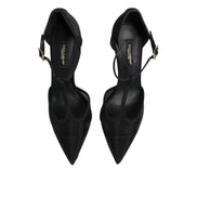 Pantofi stiletto Dolce & Gabbana negri din plasă cu baretă T la călcâi