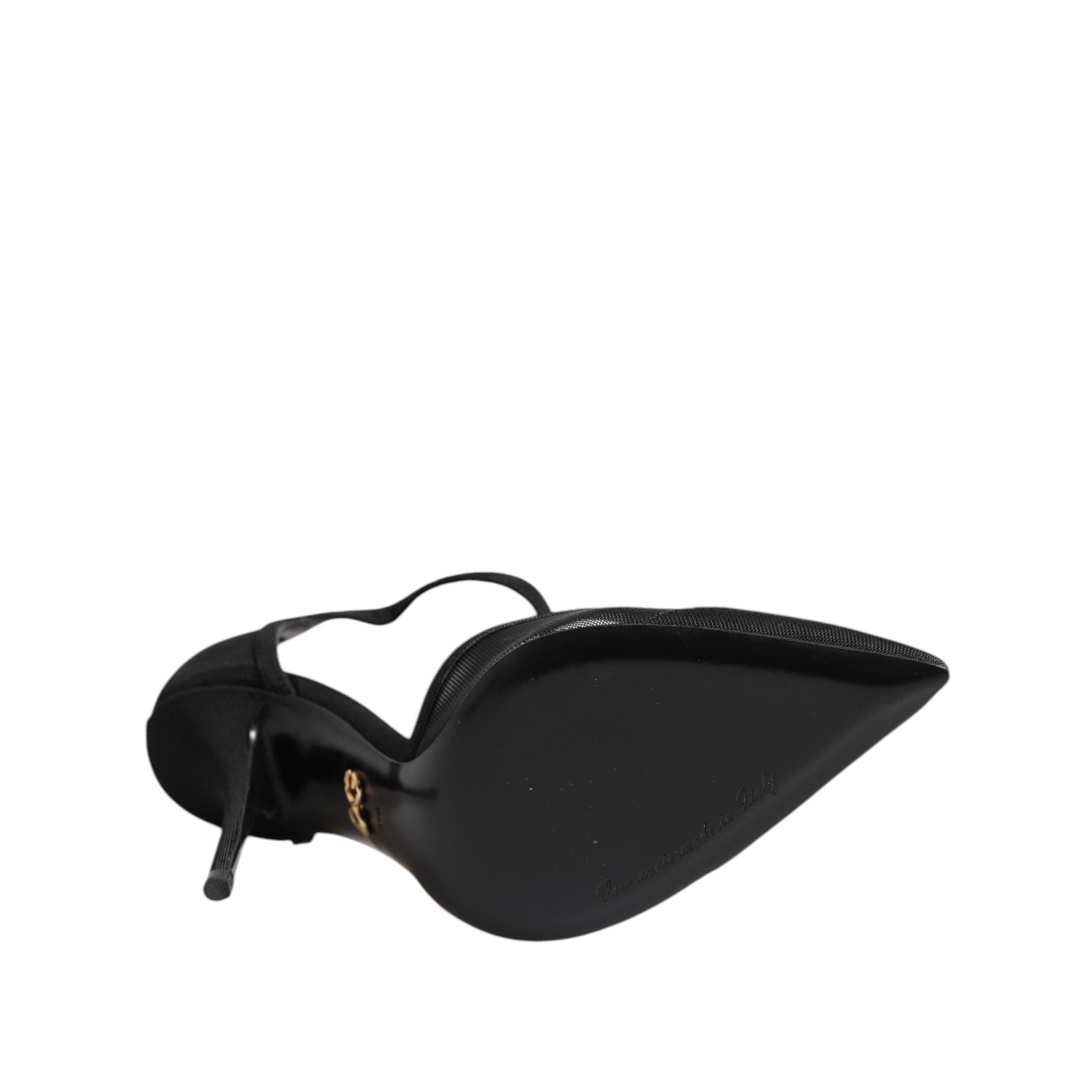 Pantofi stiletto Dolce & Gabbana negri din plasă cu baretă T la călcâi