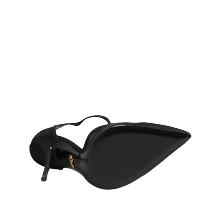 Pantofi stiletto Dolce & Gabbana negri din plasă cu baretă T la călcâi