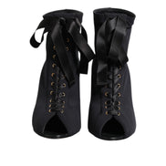 Dolce & Gabbana Black Stiletto Lace-Up Boots