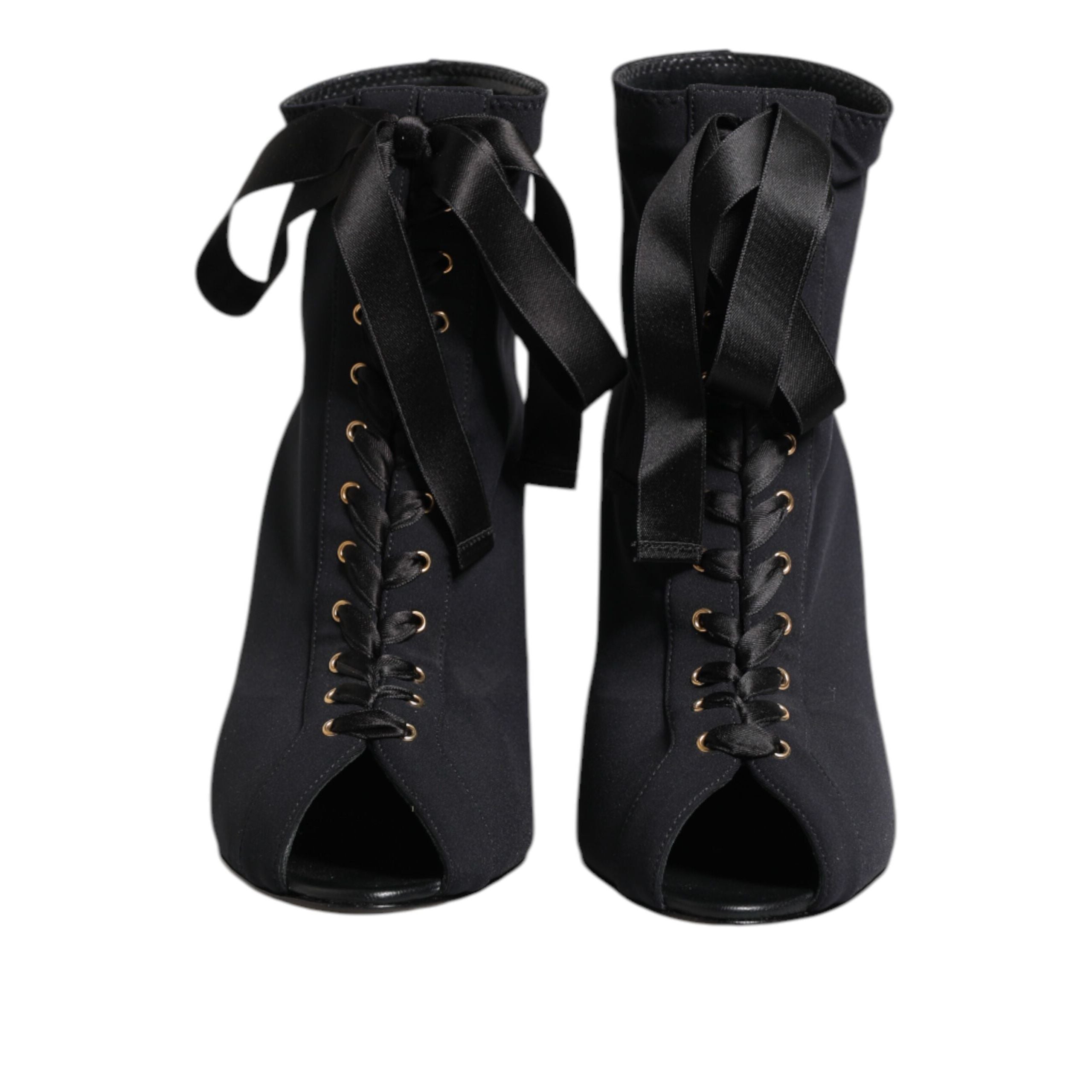 Dolce & Gabbana Black Stiletto Lace-Up Boots