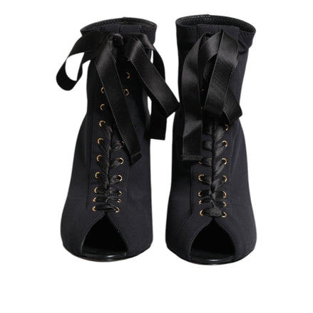 Dolce & Gabbana Black Stiletto Lace-Up Boots