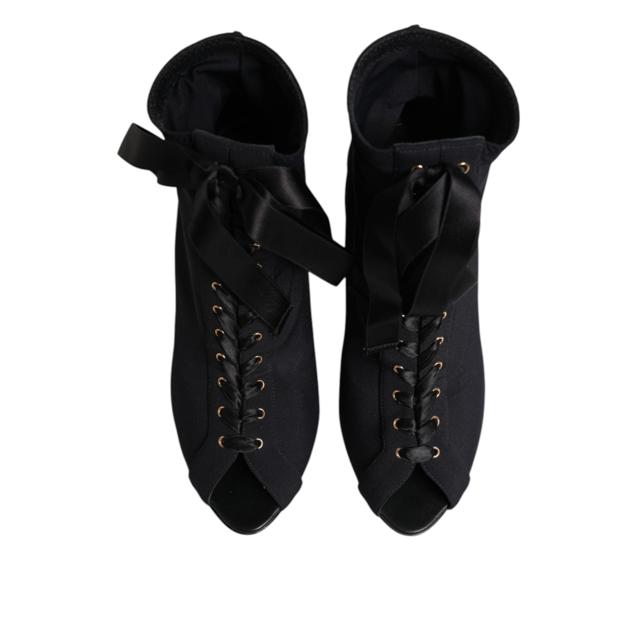Dolce & Gabbana Black Stiletto Lace-Up Boots