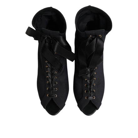 Dolce & Gabbana Black Stiletto Lace-Up Boots