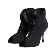 Dolce & Gabbana Black Stiletto Lace-Up Boots