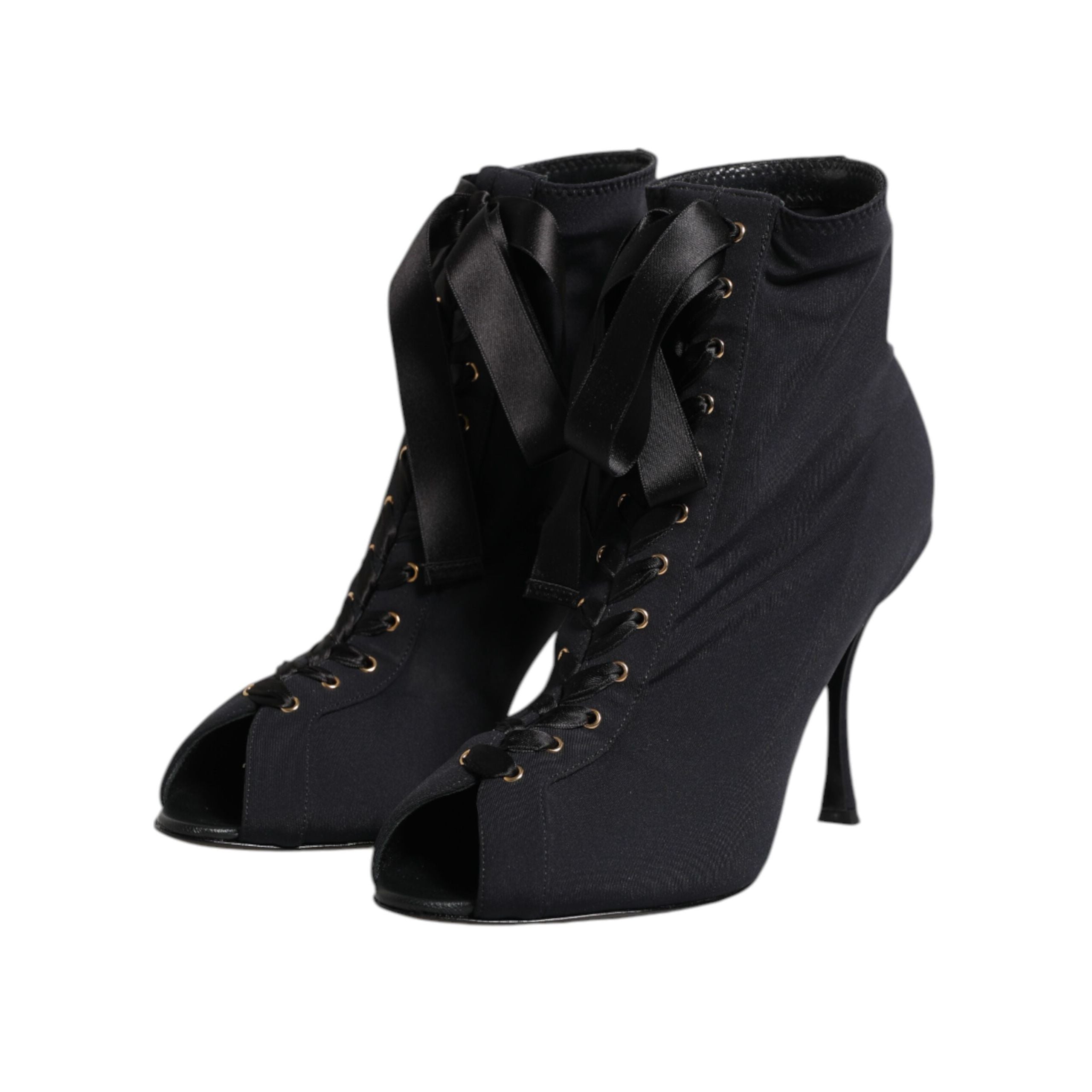 Dolce & Gabbana Black Stiletto Lace-Up Boots