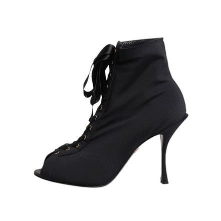 Dolce & Gabbana Black Stiletto Lace-Up Boots