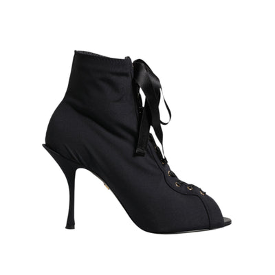 Dolce & Gabbana Black Stiletto Lace-Up Boots