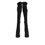 Cizme înalte Dolce & Gabbana negre din piele întoarsă