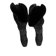 Cizme înalte Dolce & Gabbana negre din piele întoarsă