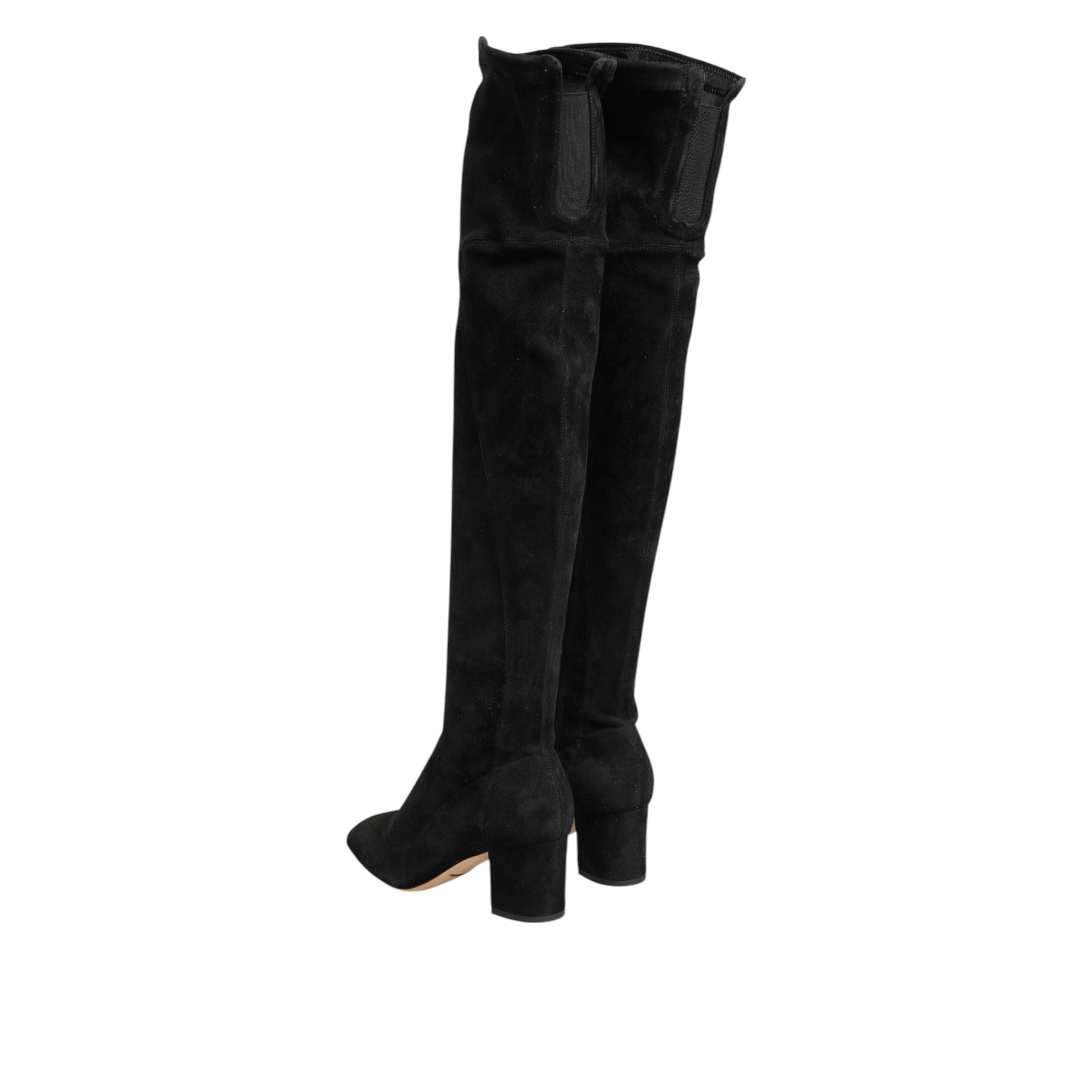 Cizme înalte Dolce & Gabbana negre din piele întoarsă