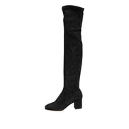 Cizme înalte Dolce & Gabbana negre din piele întoarsă