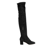 Cizme înalte Dolce & Gabbana negre din piele întoarsă