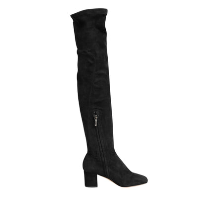 Cizme înalte Dolce & Gabbana negre din piele întoarsă