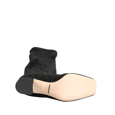 Cizme înalte Dolce & Gabbana negre din piele întoarsă