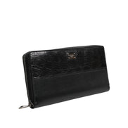 Portofel continental Dolce & Gabbana din piele neagră, cu fermoar, cu logo