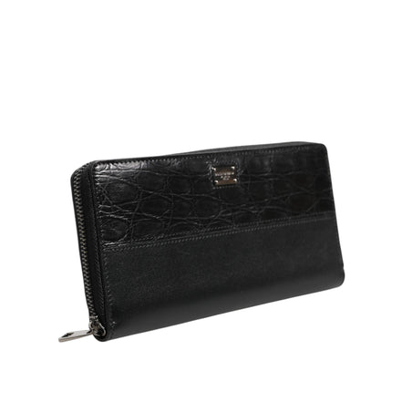 Portofel continental Dolce & Gabbana din piele neagră, cu fermoar, cu logo