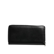 Portofel continental Dolce & Gabbana din piele neagră, cu fermoar, cu logo