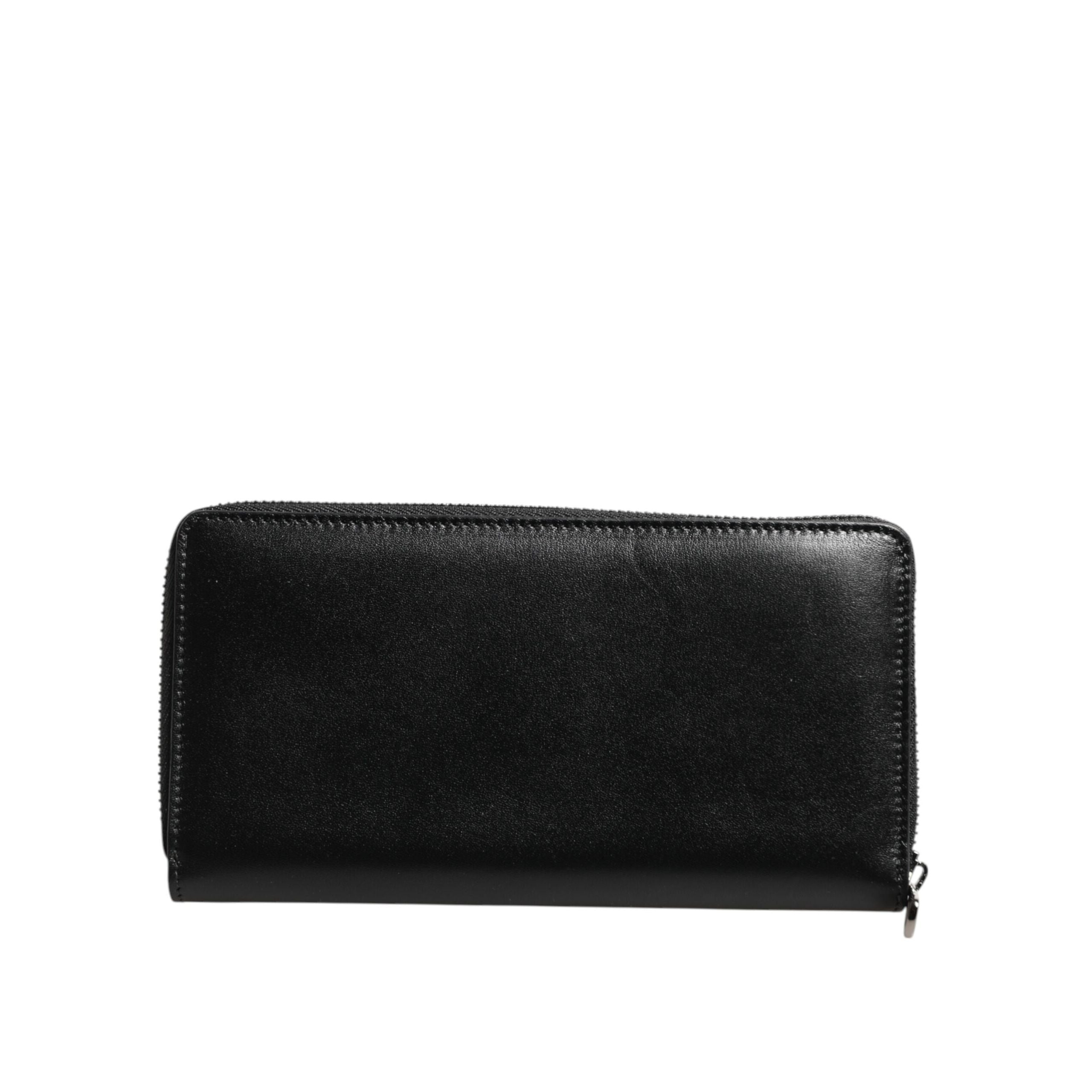 Portofel continental Dolce & Gabbana din piele neagră, cu fermoar, cu logo
