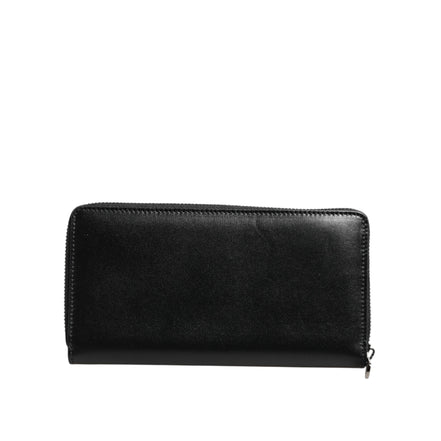 Portofel continental Dolce & Gabbana din piele neagră, cu fermoar, cu logo