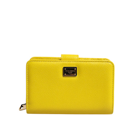 Portofel continental clutch bifold din piele galbenă Dolce & Gabbana
