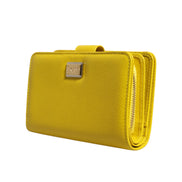 Portofel continental clutch bifold din piele galbenă Dolce & Gabbana