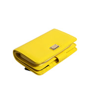 Portofel continental clutch bifold din piele galbenă Dolce & Gabbana