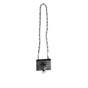 Portofel Dolce & Gabbana din piele neagră cu cristale, tip card holder