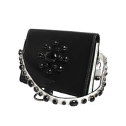 Portofel Dolce & Gabbana din piele neagră cu cristale, tip card holder