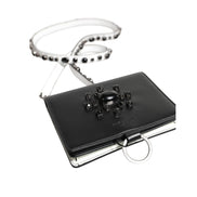 Portofel Dolce & Gabbana din piele neagră cu cristale, tip card holder