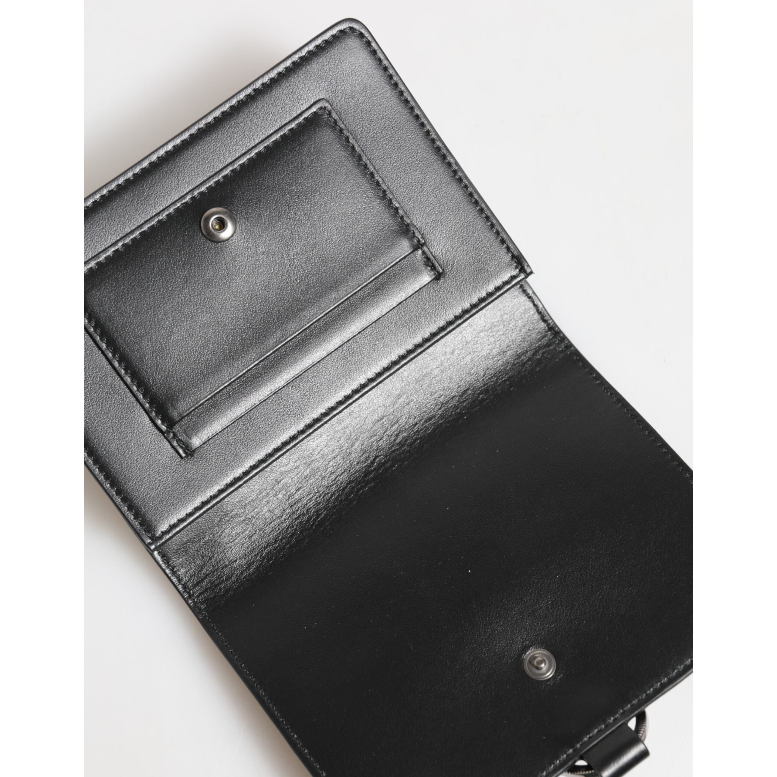Portofel Dolce & Gabbana din piele neagră cu cristale, tip card holder