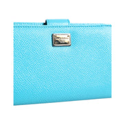 Portofel tip clutch Dolce & Gabbana Light Blue din piele, model bifold continental