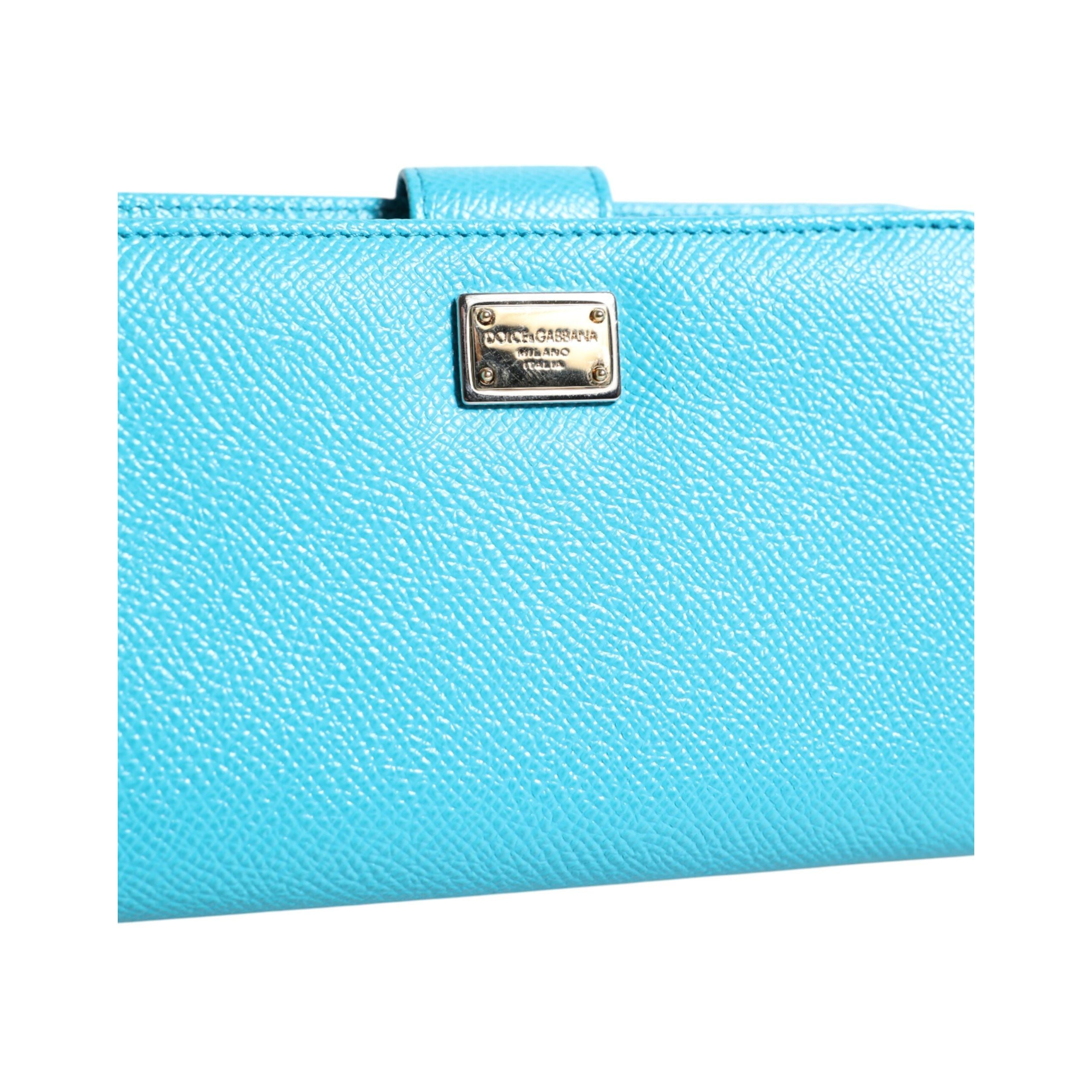 Portofel tip clutch Dolce & Gabbana Light Blue din piele, model bifold continental