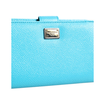 Portofel tip clutch Dolce & Gabbana Light Blue din piele, model bifold continental