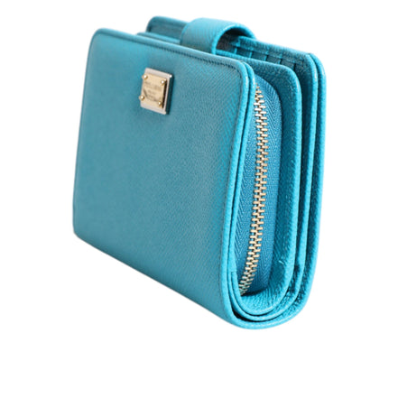 Portofel tip clutch Dolce & Gabbana Light Blue din piele, model bifold continental
