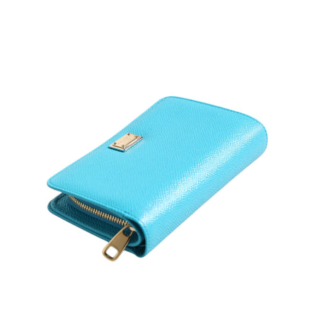 Portofel tip clutch Dolce & Gabbana Light Blue din piele, model bifold continental