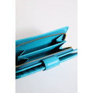 Portofel tip clutch Dolce & Gabbana Light Blue din piele, model bifold continental