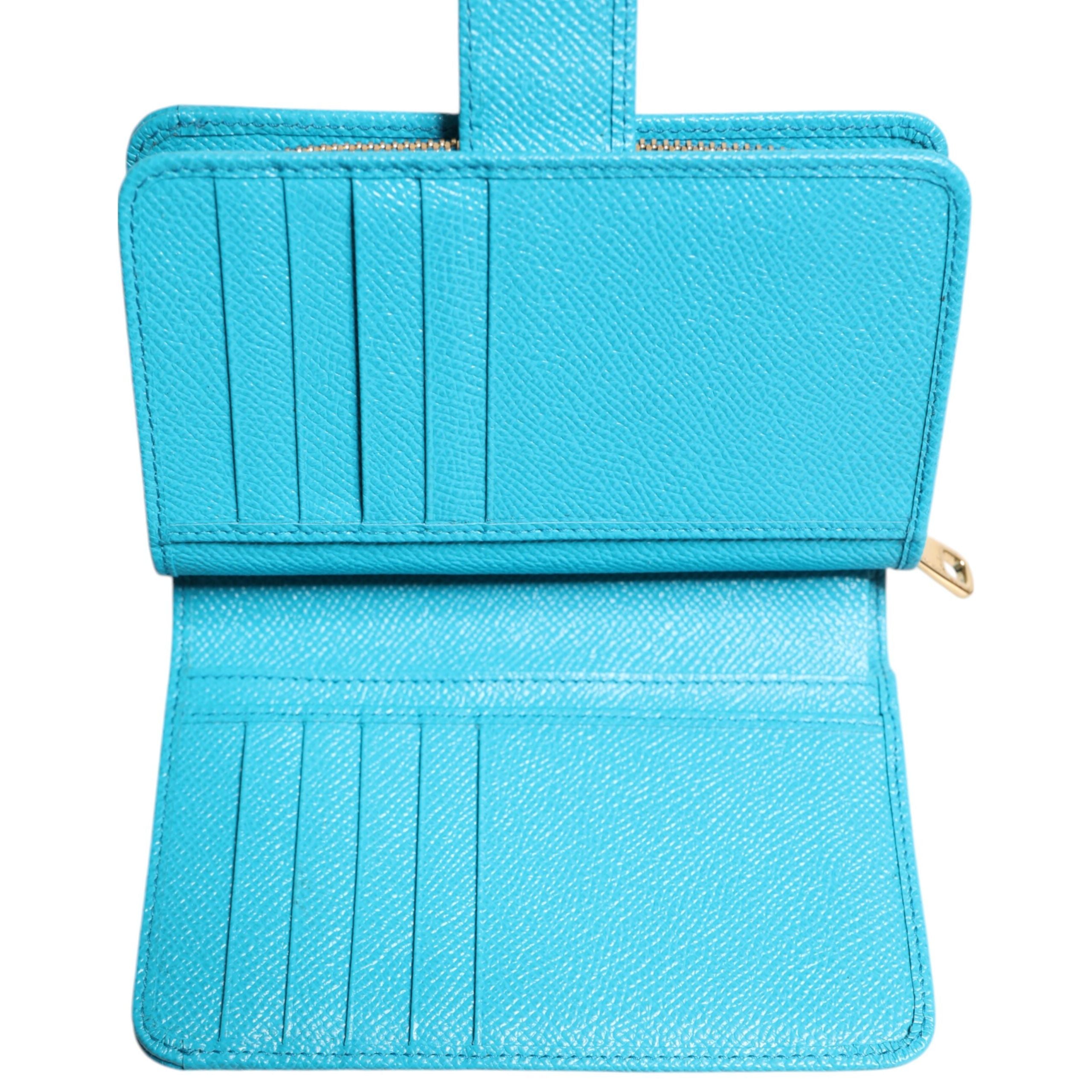 Portofel tip clutch Dolce & Gabbana Light Blue din piele, model bifold continental