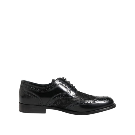 Pantofi de damă Dolce & Gabbana din piele neagră cu șiret, model floral
